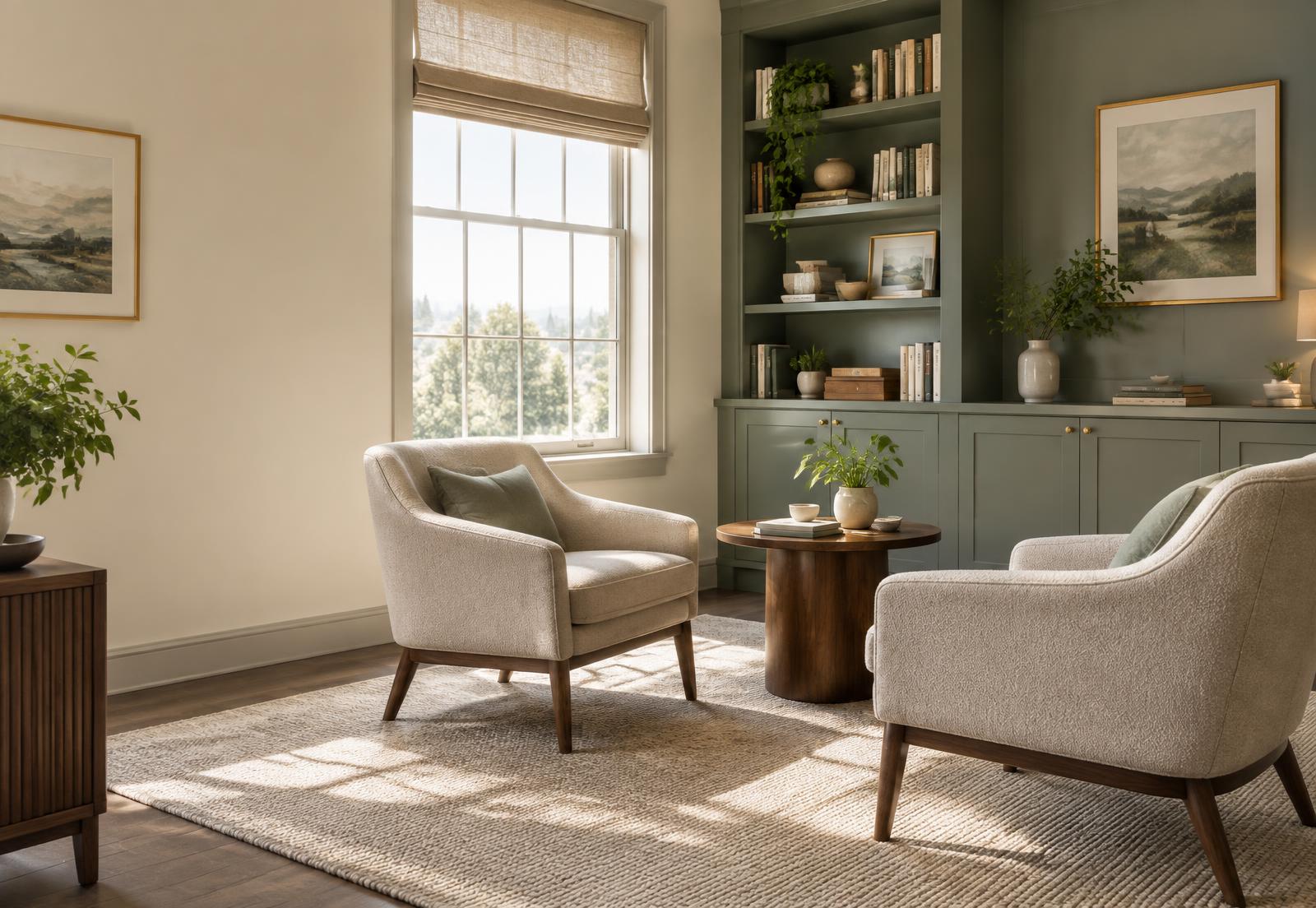 Warm, sunlit consultation room at the practice